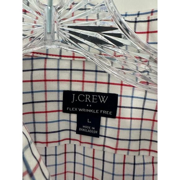 J.Crew Men's White Red Plaid Slim Fit Flex Wrinkle Free Button Down Shirt Size L - Picture 2 of 11